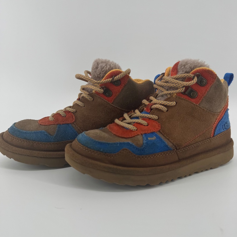 UGG Highland Heritage Kids Suede Boots Multicolor Brown Blue Orange Size 3